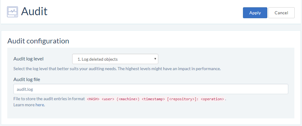 Audit configuration