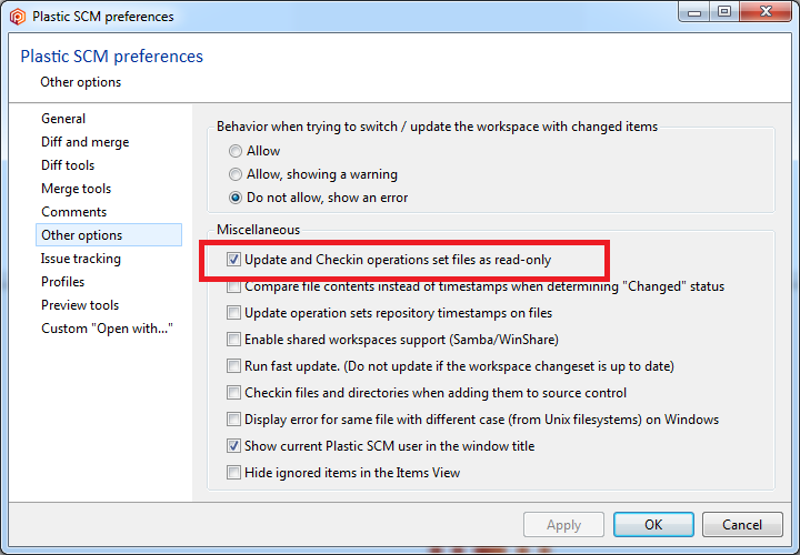Set files as readonly