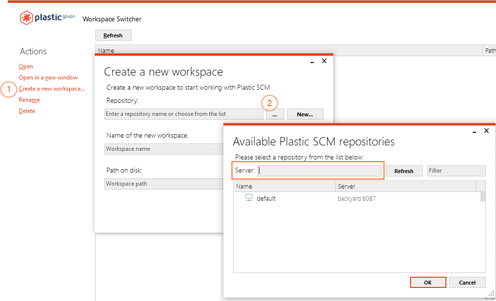 Gluon - Windows - Open the repositories view