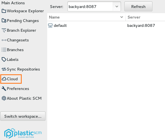 Plastic GUI - Linux - Open the Cloud view