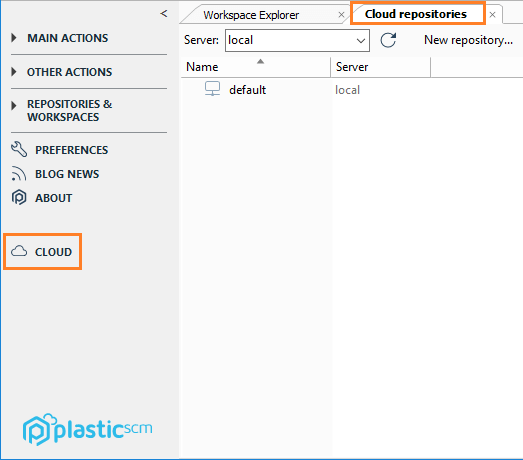 Plastic GUI - Windows - Open the Cloud view