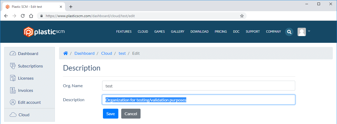 Edit the Cloud organization