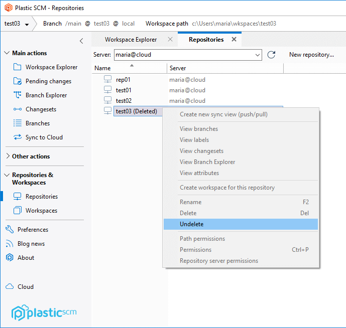 Undelete Cloud repository