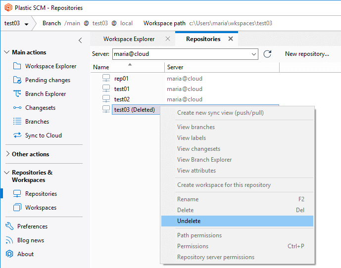 Undelete Cloud repository