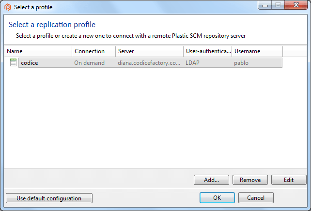 Profile selection dialog � I3 visual theme