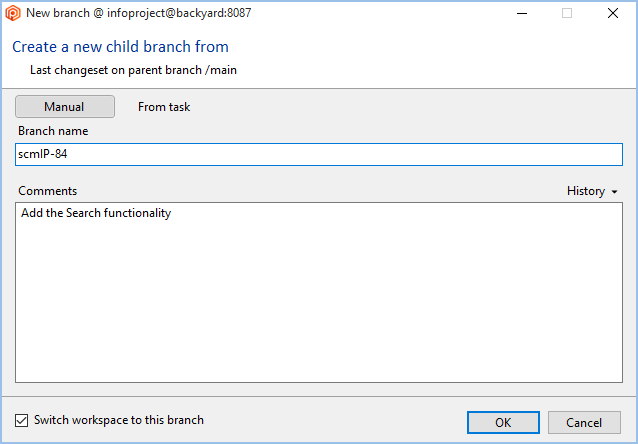Creating a new branch for the task