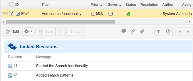 Polarion linked revisions - Branch - Plastic SCM check in information