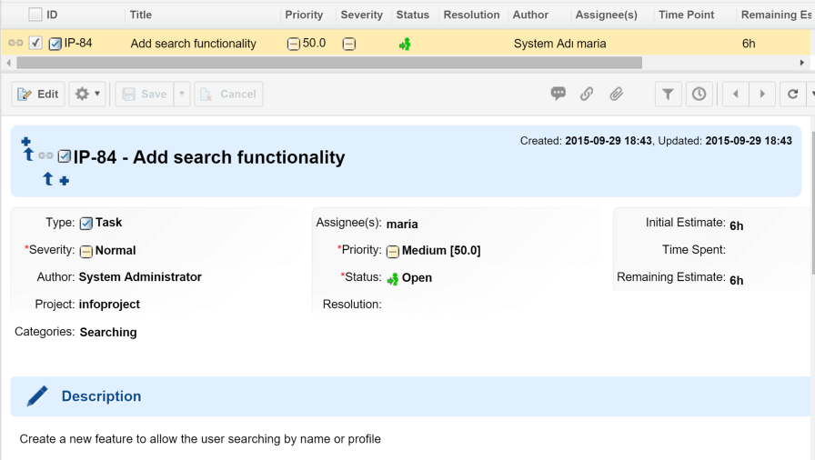 Task created in Polarion