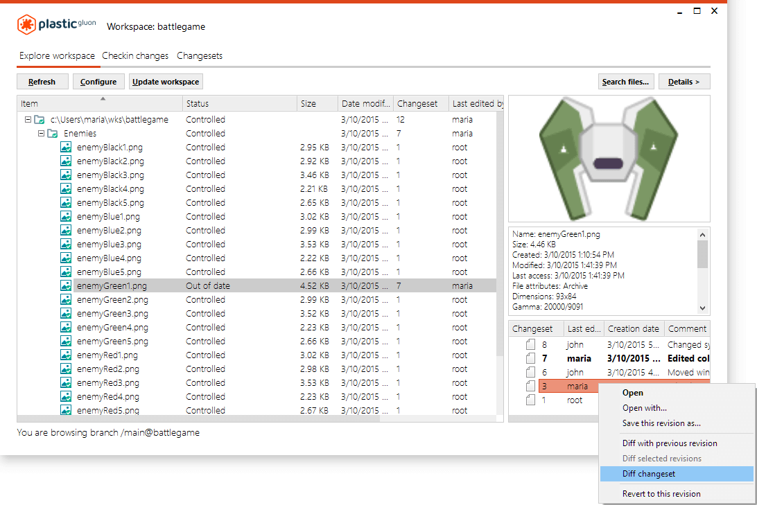 Diff changeset