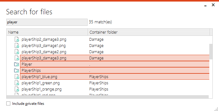 Search files and folders