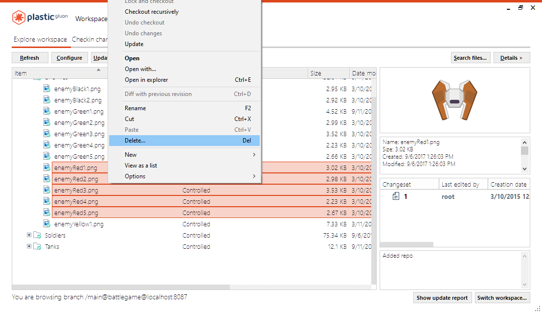 Gluon - Delete items