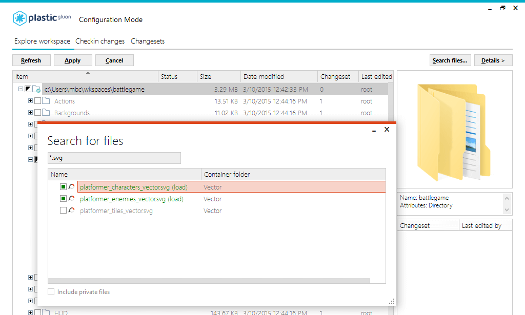 Configuration mode view - Load items