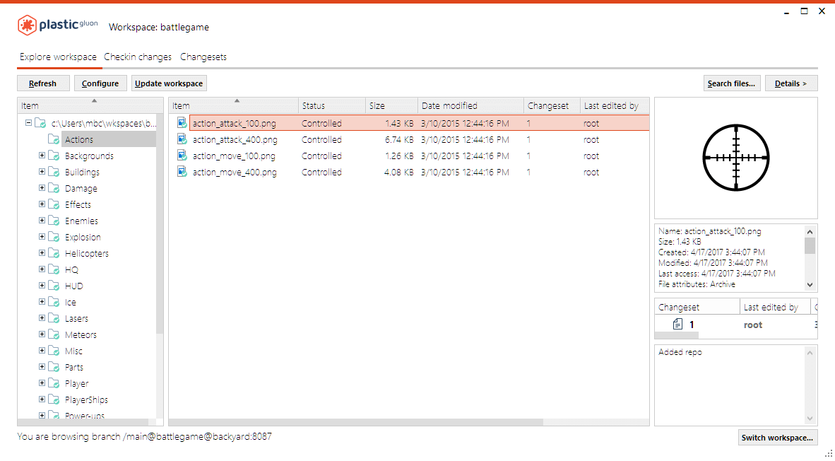 Gluon - Workspace - List view