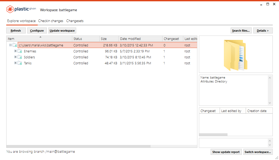 Workspace - unloaded folder