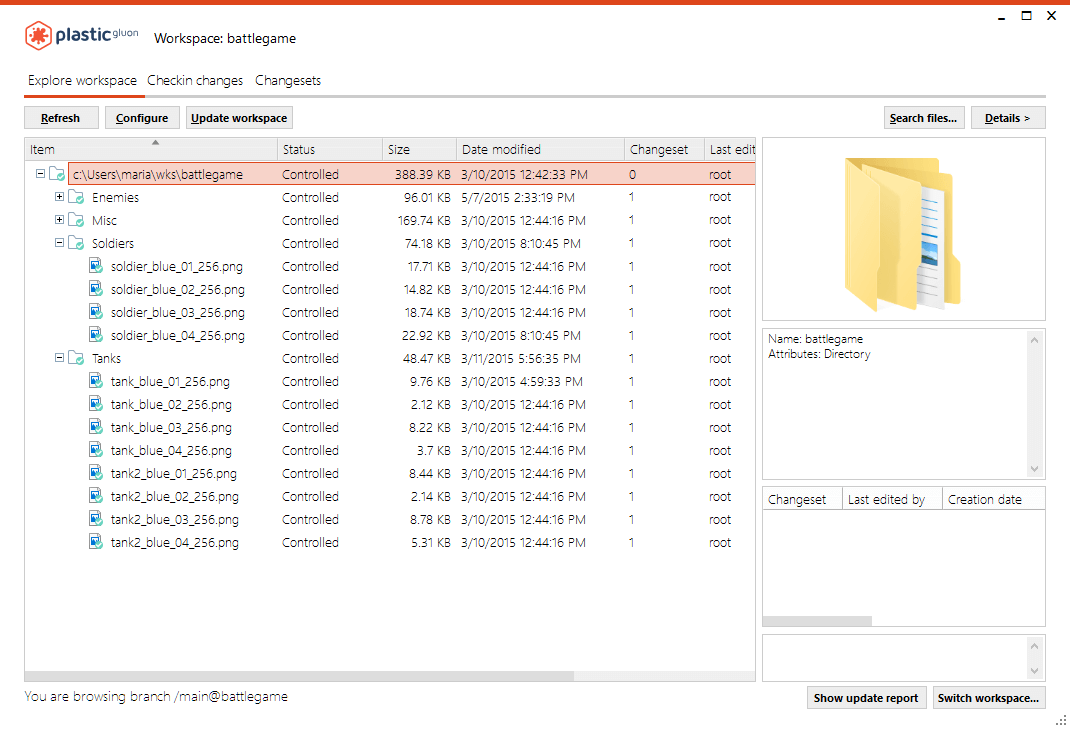 Workspace - loaded items