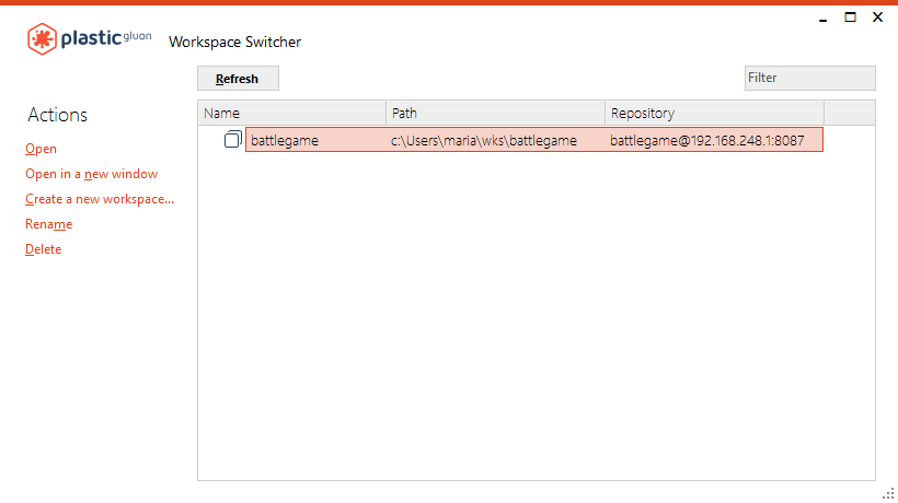 Workspace Switcher view