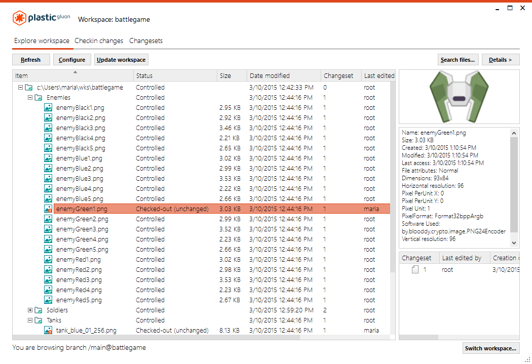Checked-out files