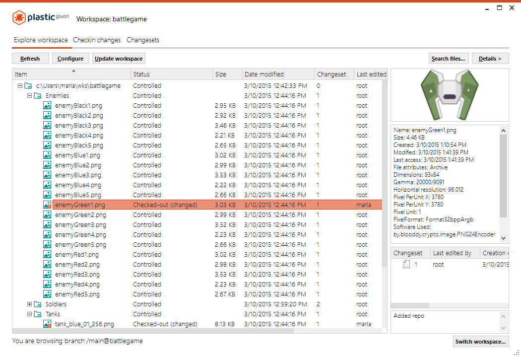 Checkout (changed) files