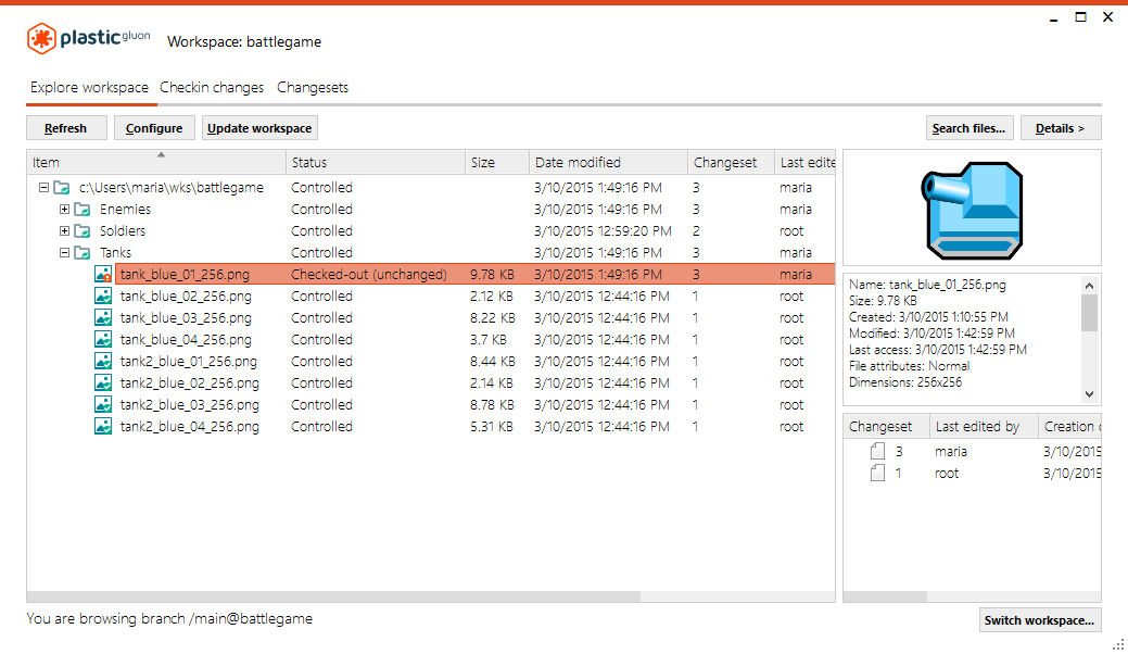 Maria's workspace - Checkout file