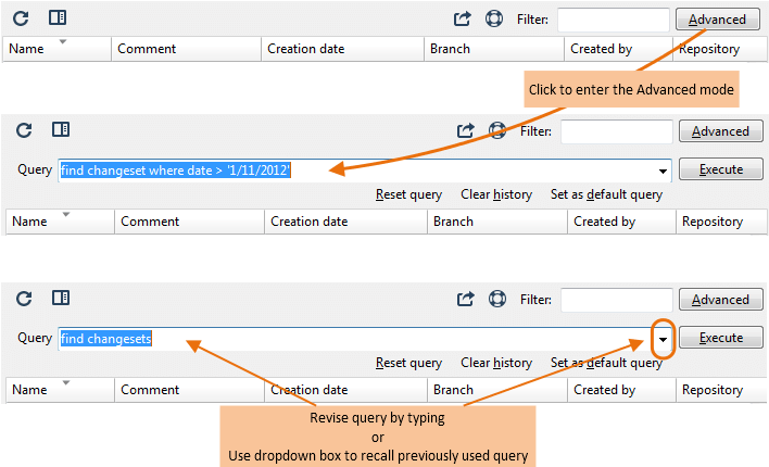 Advanced mode queries