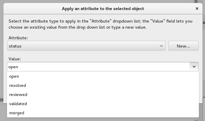 Plastic SCM GUI - Linux - Apply attribute
