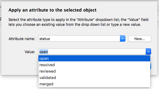 Plastic SCM GUI - macOS - Apply attribute