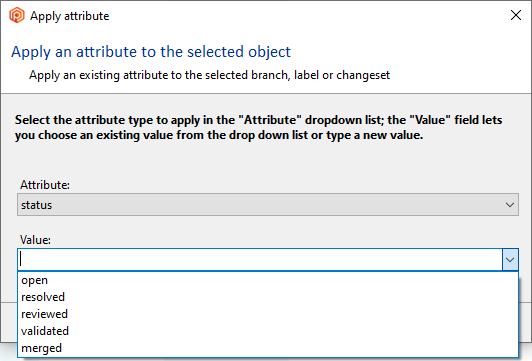 Plastic SCM GUI - Windows - Apply attribute