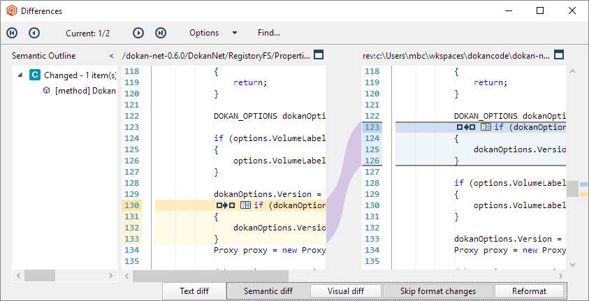 Side-by-side Diff Tool - Semantic diff