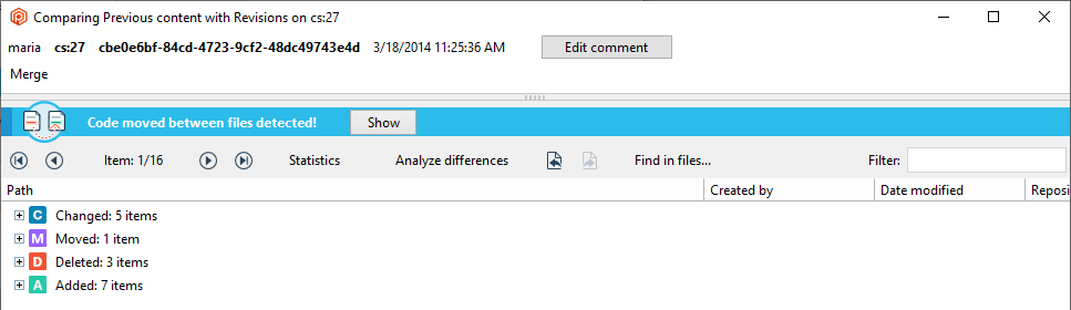 Code moved between files detected
