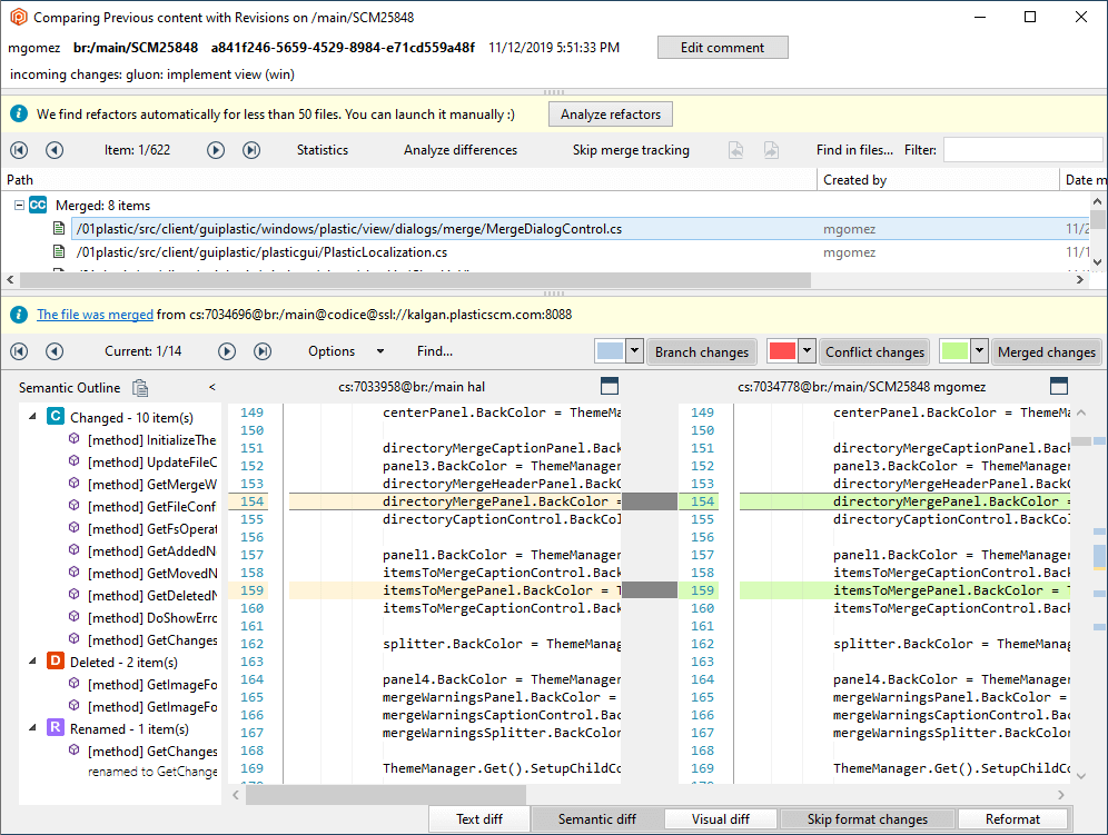Multi-file Semantic diff