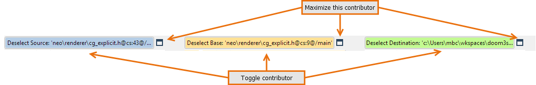 Conflict block selection buttons
