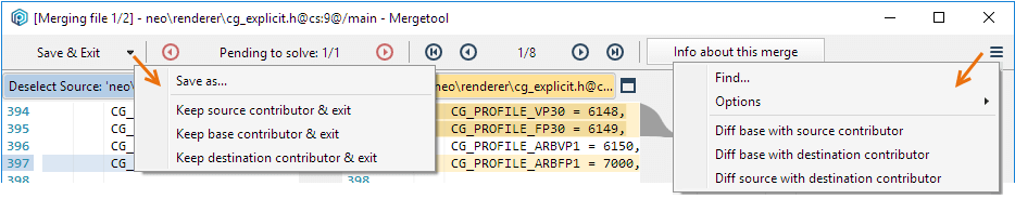 3-way Merge toolbar