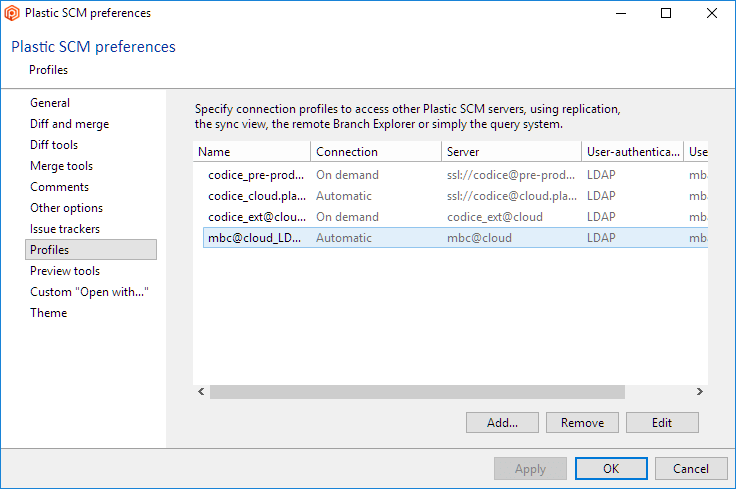 Repositories view - List repositories from multiple servers - Automatic profile