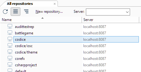 Repositories view - List