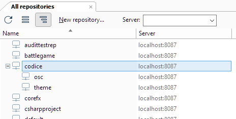 Repositories view - Tree