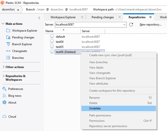 Undelete repository