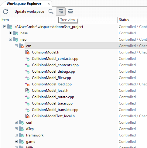Workspace Explorer - Tree view mode