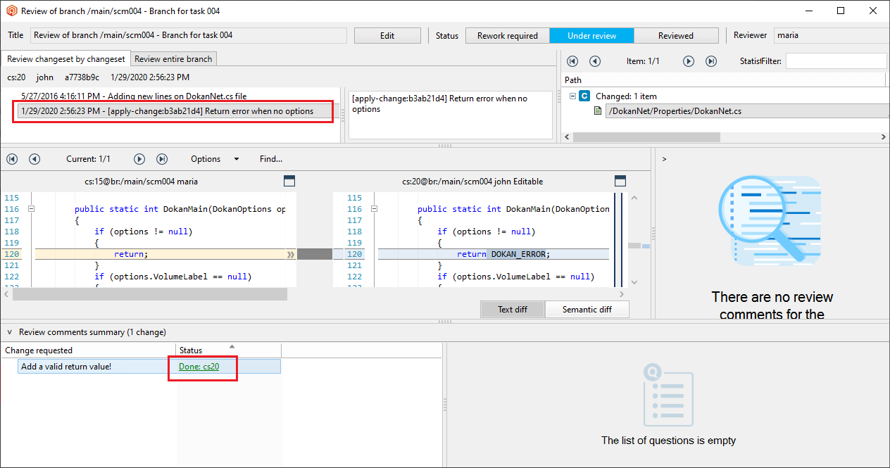 Plastic SCM GUI - Windows - Requested change done