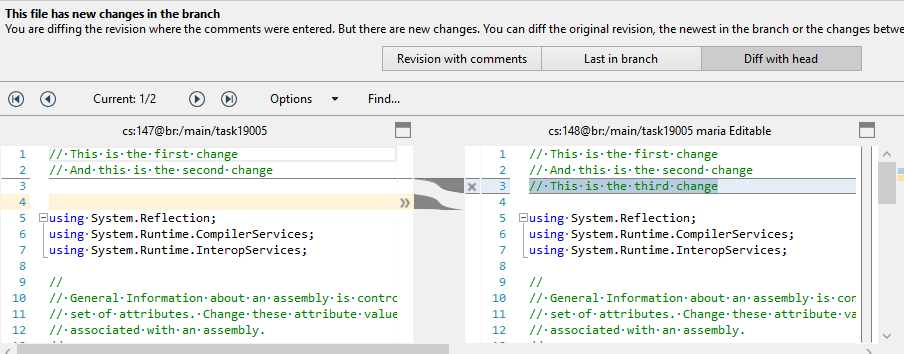 Plastic SCM GUI - Windows - Diff with head