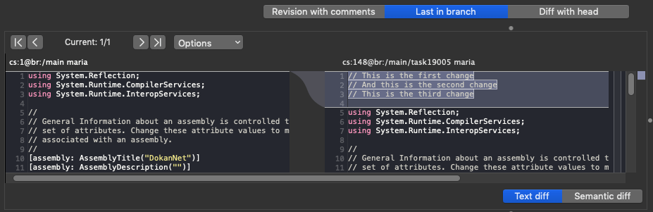 Plastic SCM GUI - macOS - Last in branch