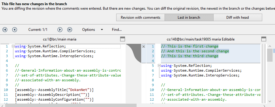 Plastic SCM GUI - Windows - Last in branch
