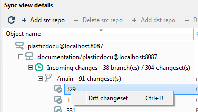 Changeset menu
