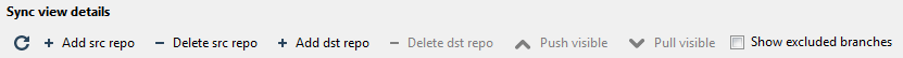 Commands in the Sync view details pane Commands in the Sync view details pane