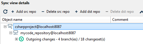 Creating a new sync view - Outgoing and incoming changesets