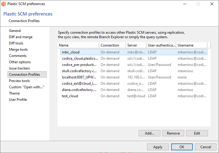 Connection profiles