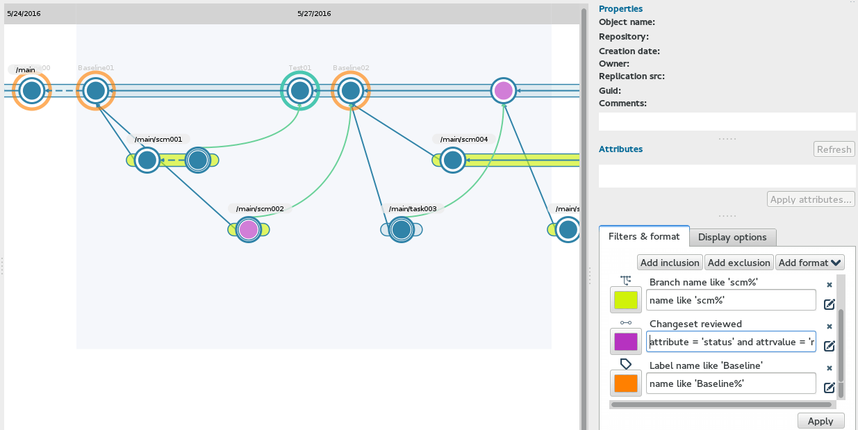 Plastic SCM GUI - Linux - Branch Explorer - Add custom format rules
