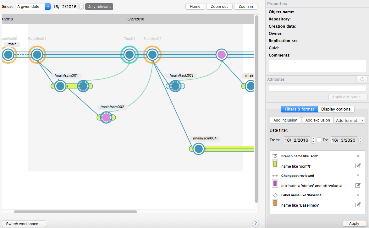 Plastic SCM GUI - macOS - Branch Explorer - Add custom format rules