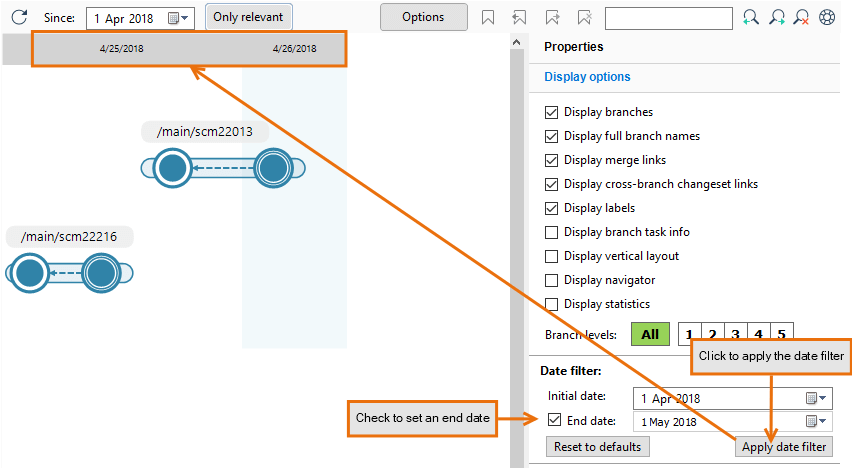 Branch Explorer - Date filter
