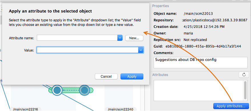 Plastic SCM GUI - macOS - Branch Explorer - Apply attribute