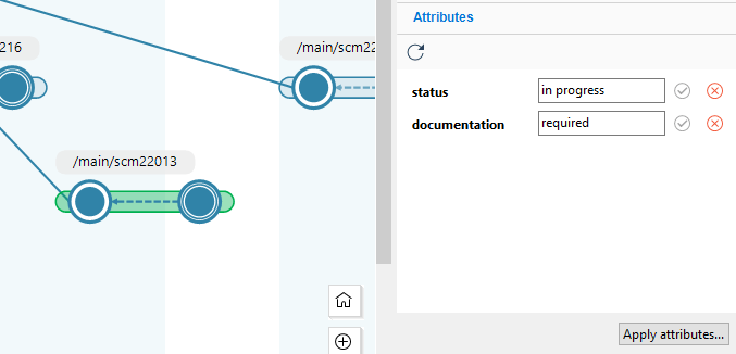 Plastic SCM GUI - Windows - Branch Explorer - Attributes applied